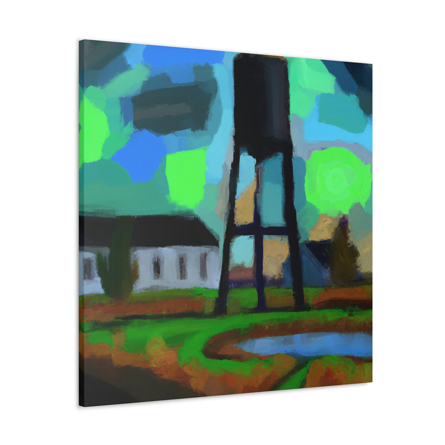 "Water Tower Expressionism" - Canvas