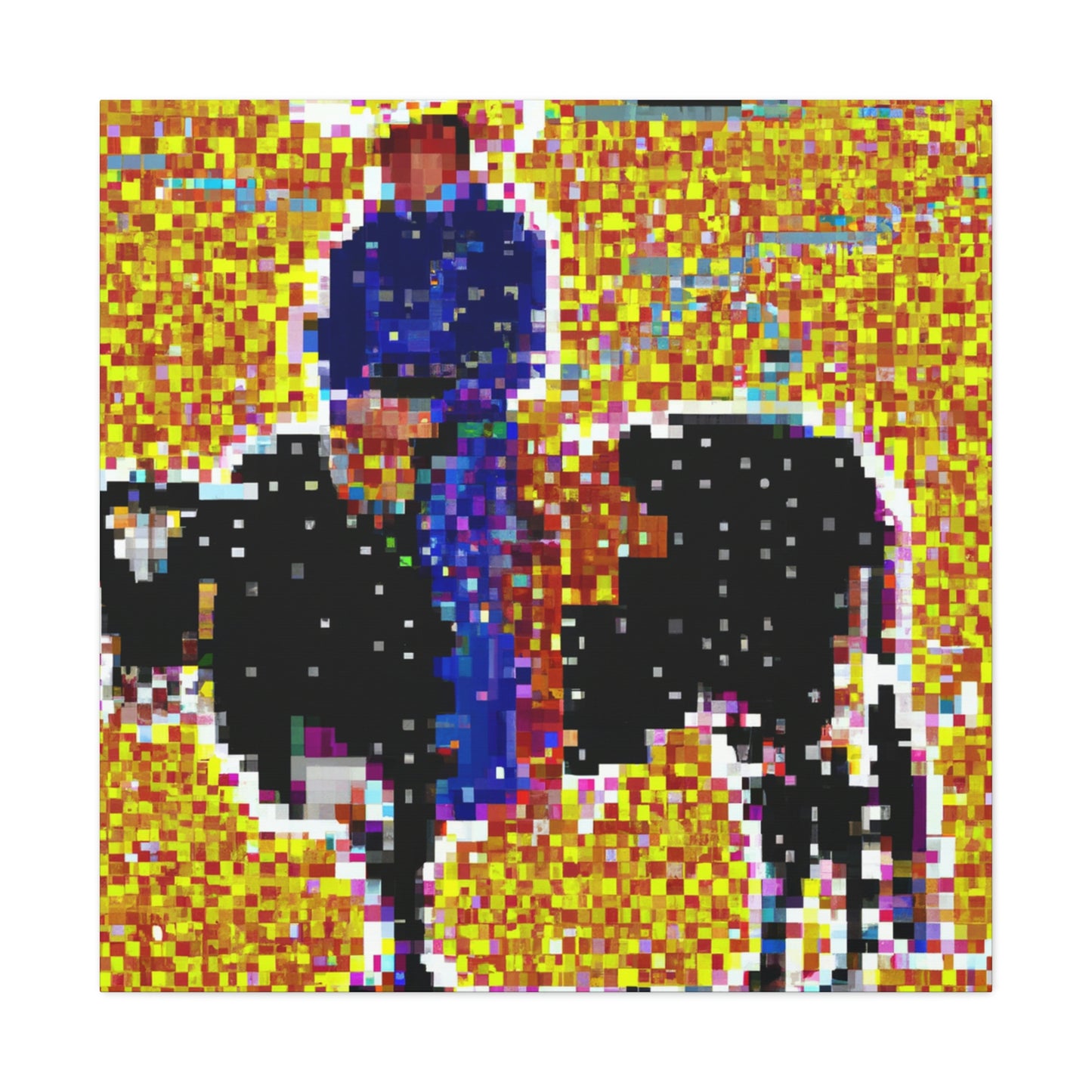 Branding Cattle Pointillism - Canvas