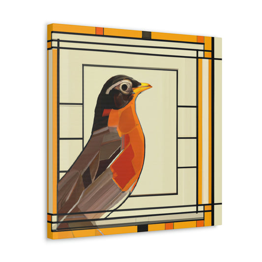 "Singing Art Deco Robin" - Canvas