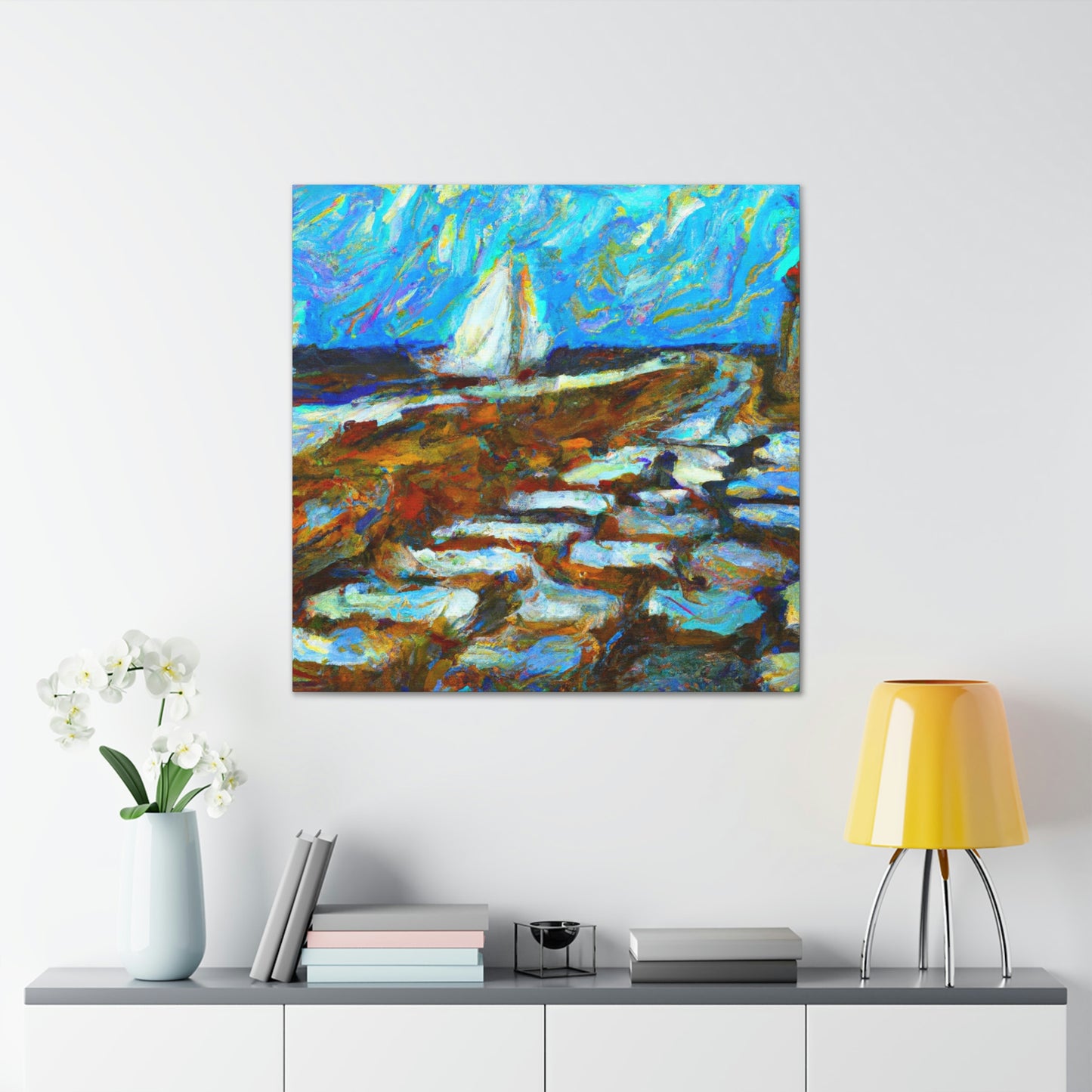 Seawall on the Shore - Canvas