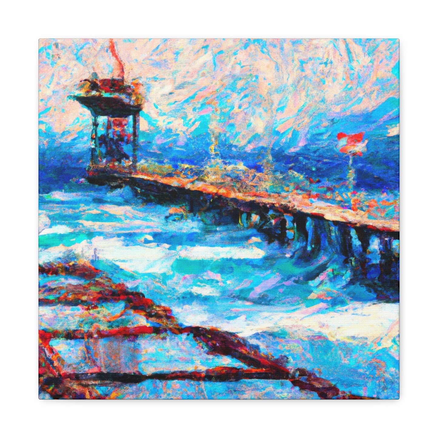 Pier Over Reflection. - Canvas