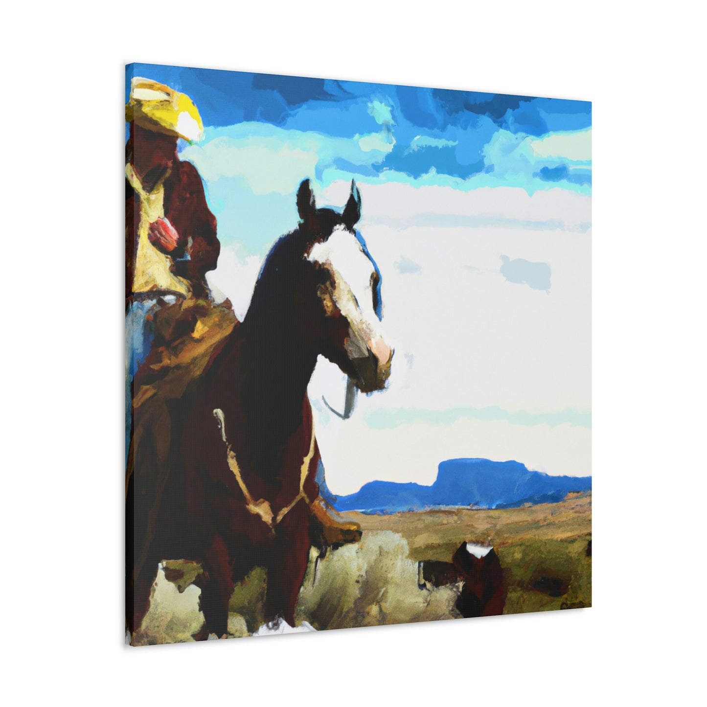 Cowboy on Wild Stallion - Canvas