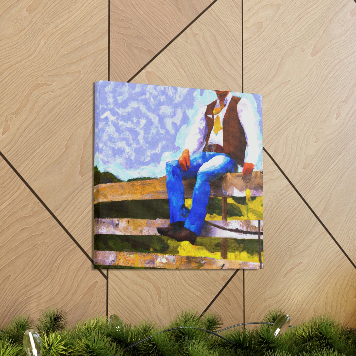 Cowboy on a Fence - Canvas