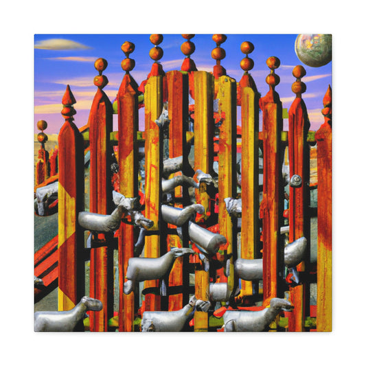 "A Barnyard Fence Scene" - Canvas