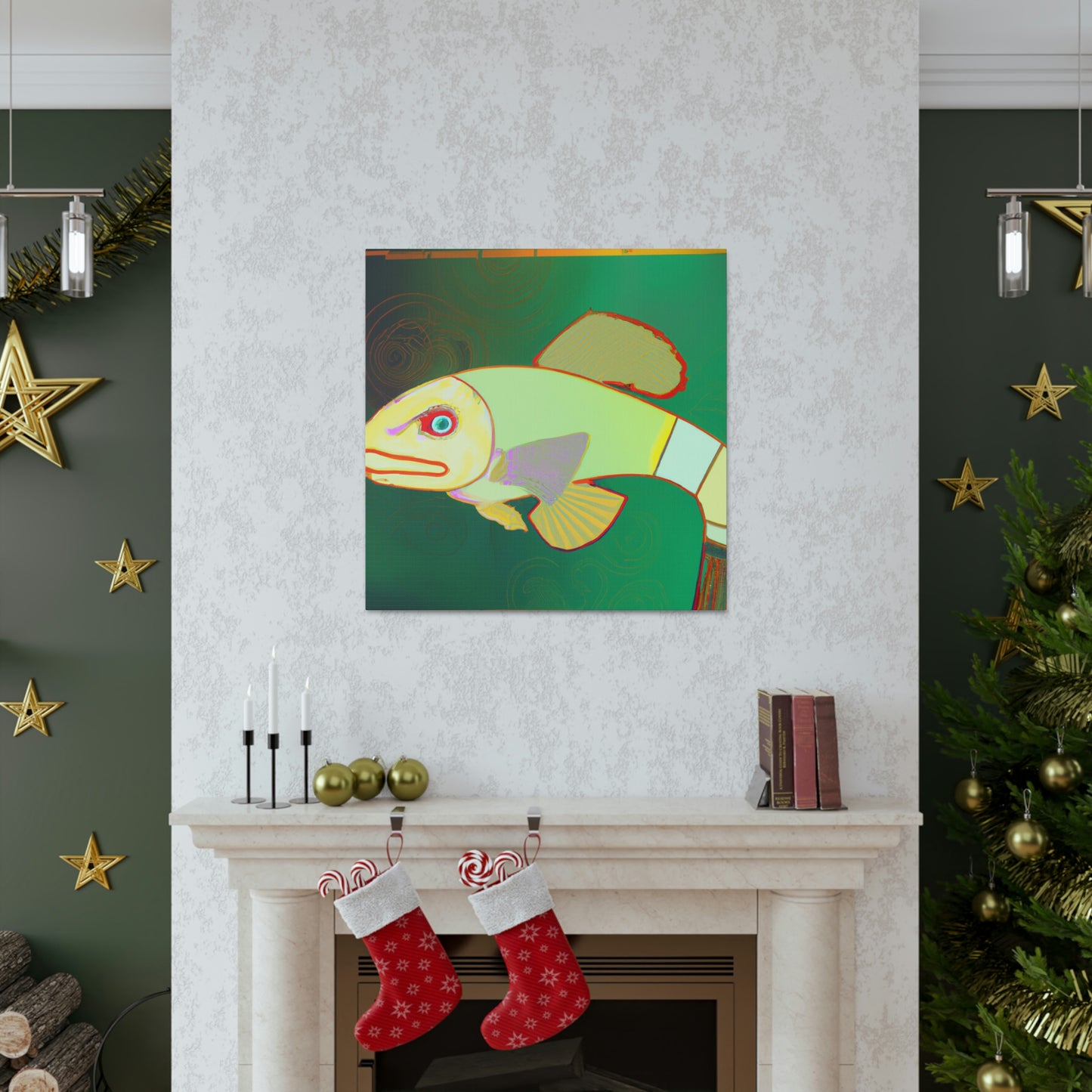 "Glittering Art Deco Killifish" - Canvas