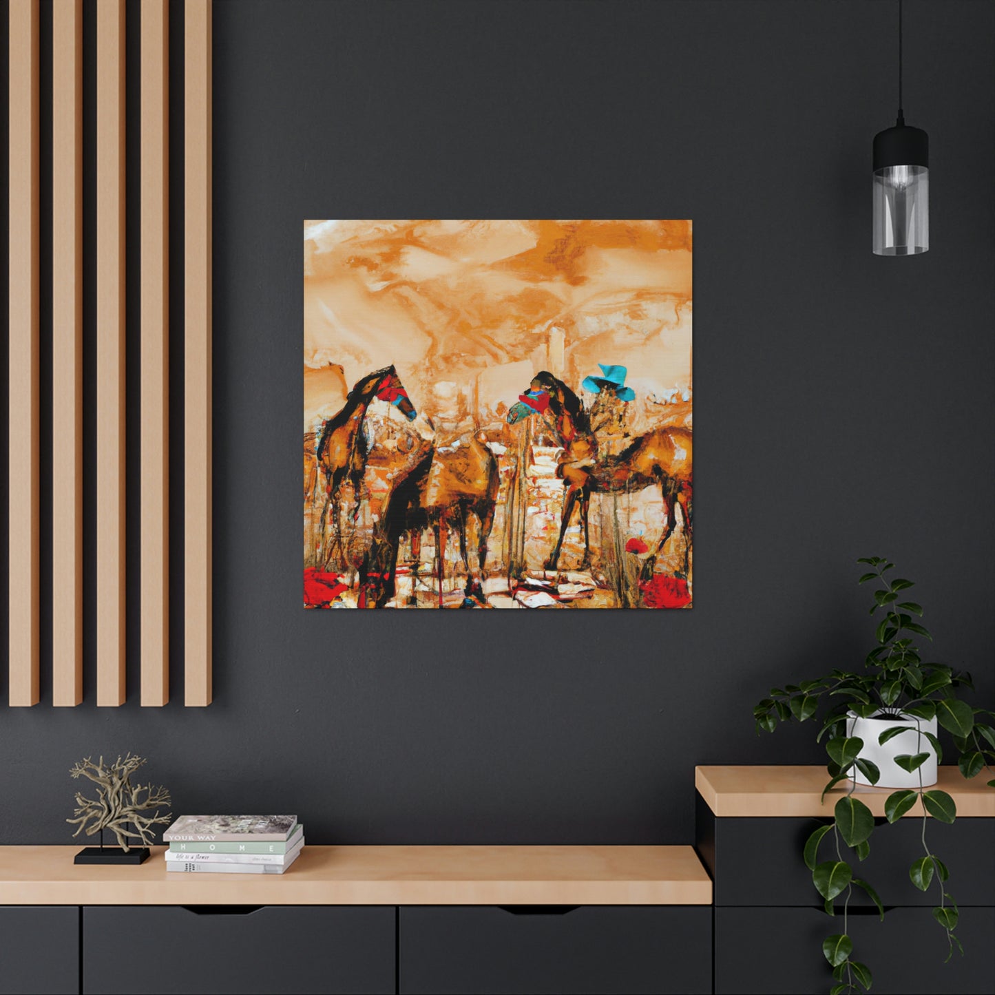 "Horses Grazing Horizon" - Canvas