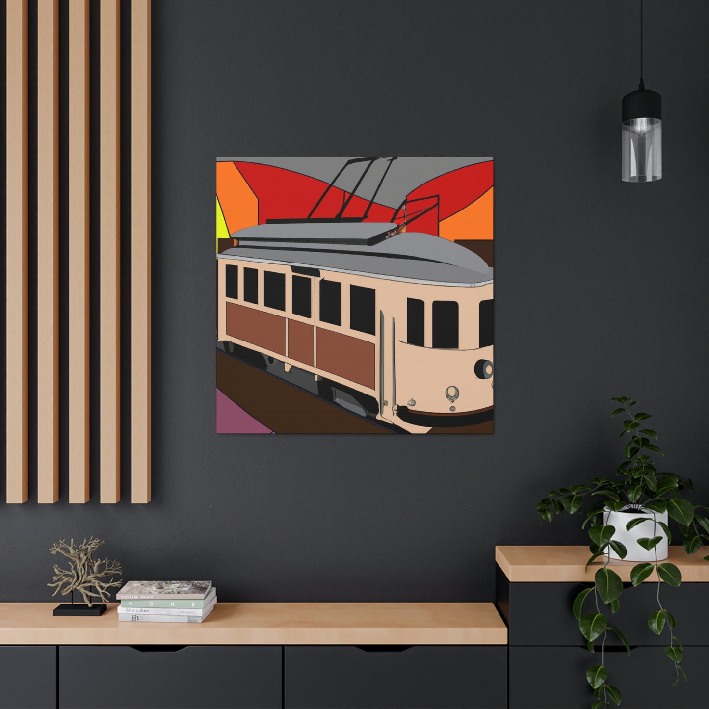 "Tram of Twinkling Lights" - Canvas