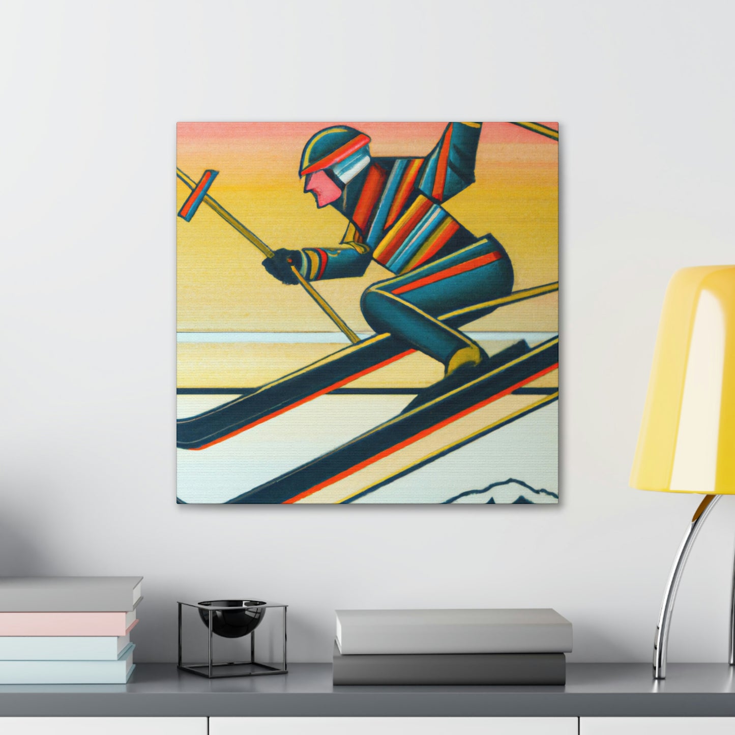 Snowy Art Deco Slopes - Canvas