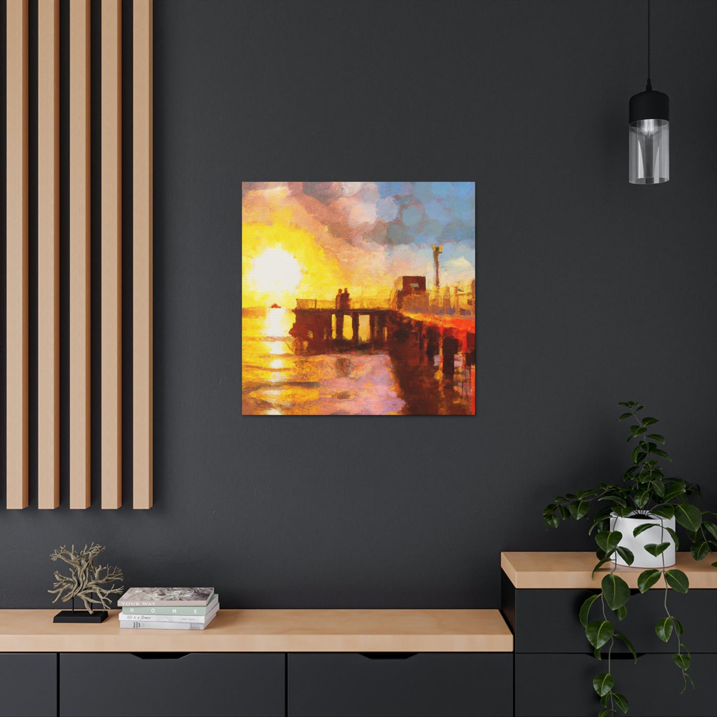 Pier Sunlit Reflection - Canvas