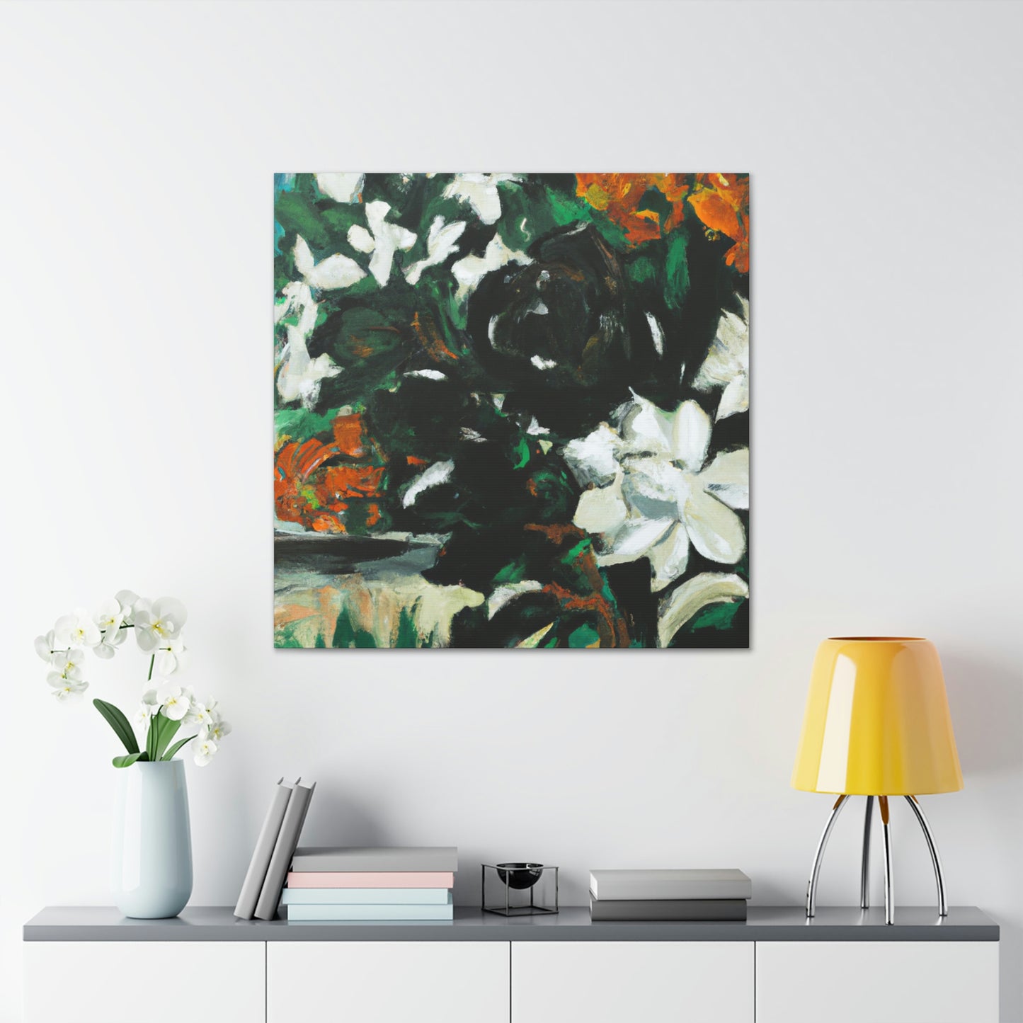 Gardenia's Expressionist Bloom - Canvas