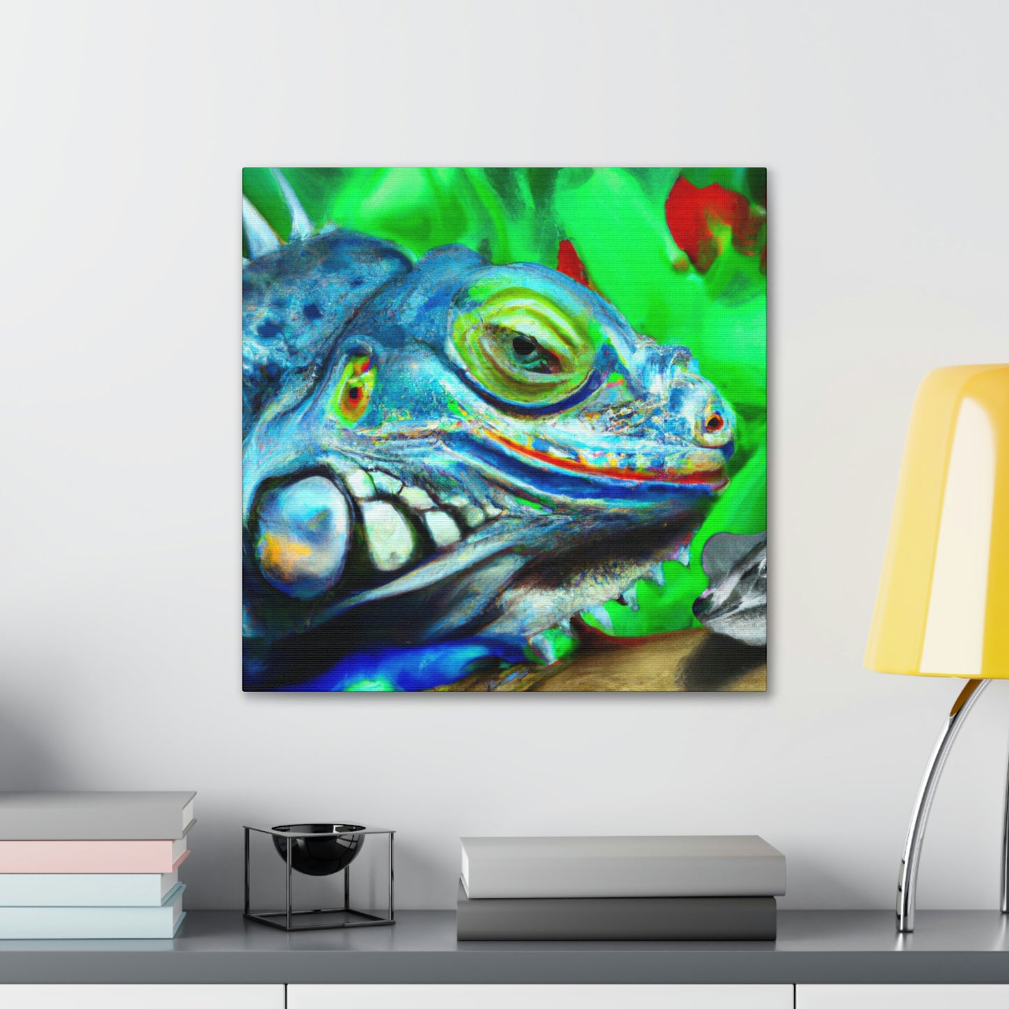 "Green Iguana Dreamscape" - Canvas