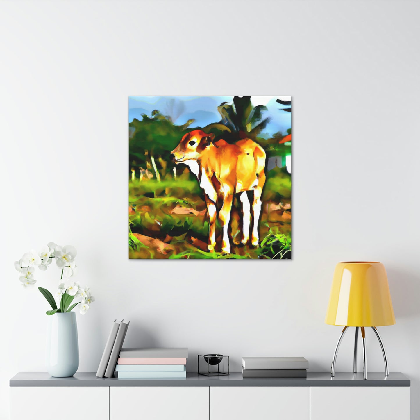 Calf in Neon Glory - Canvas