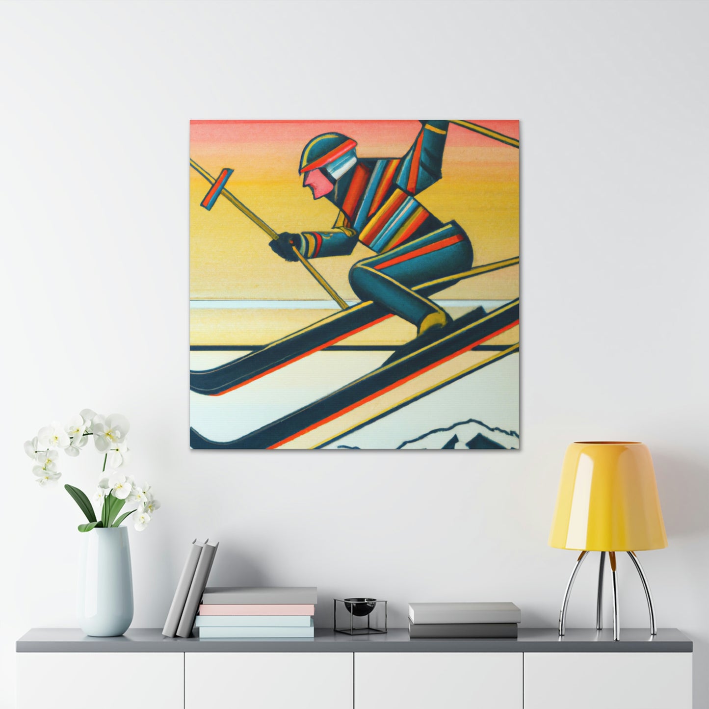 Snowy Art Deco Slopes - Canvas