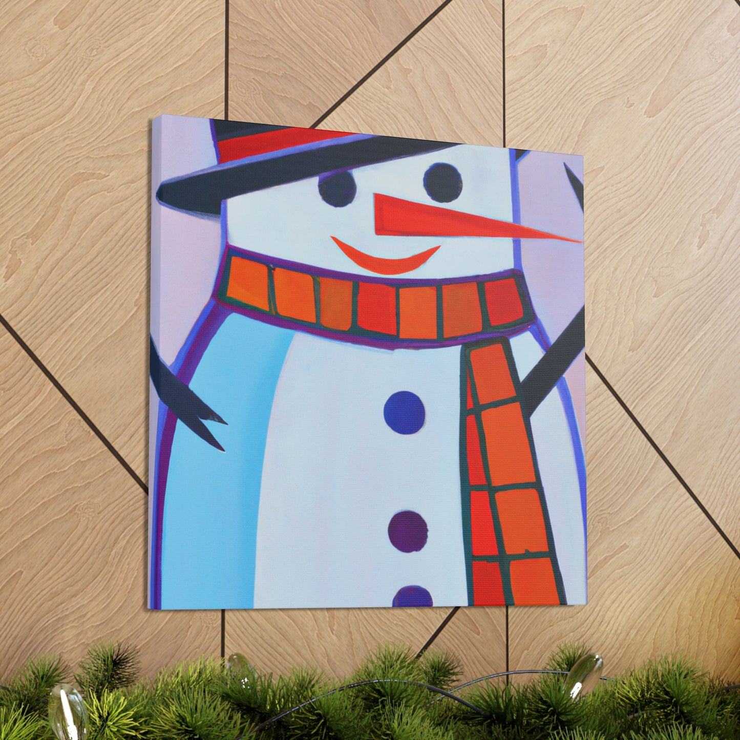 "Frosty Art Deco Snowman" - Canvas