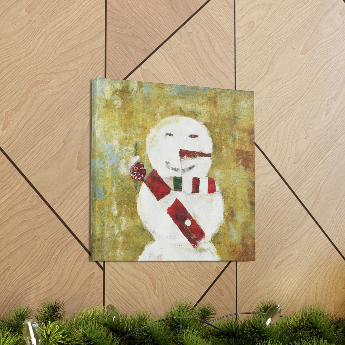 "Snowman in Winter Glow" - Canvas