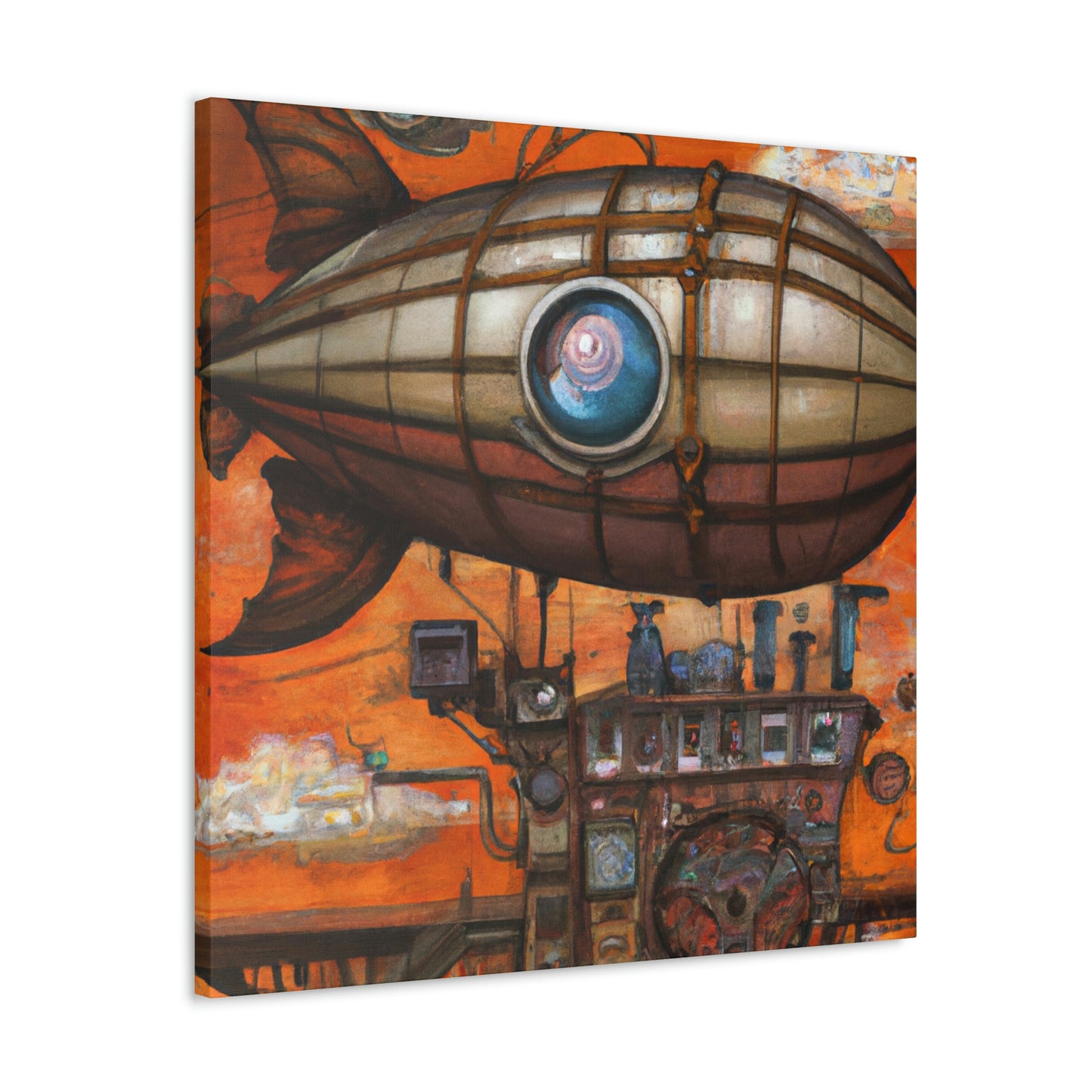 "Steampunk Blimp Descends" - Canvas