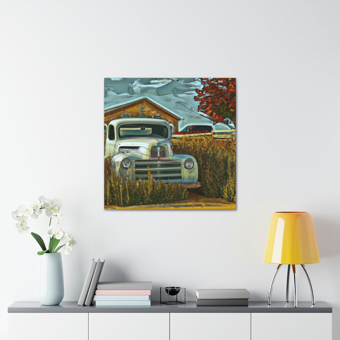 "Rustic Retreat Truckscape" - Canvas