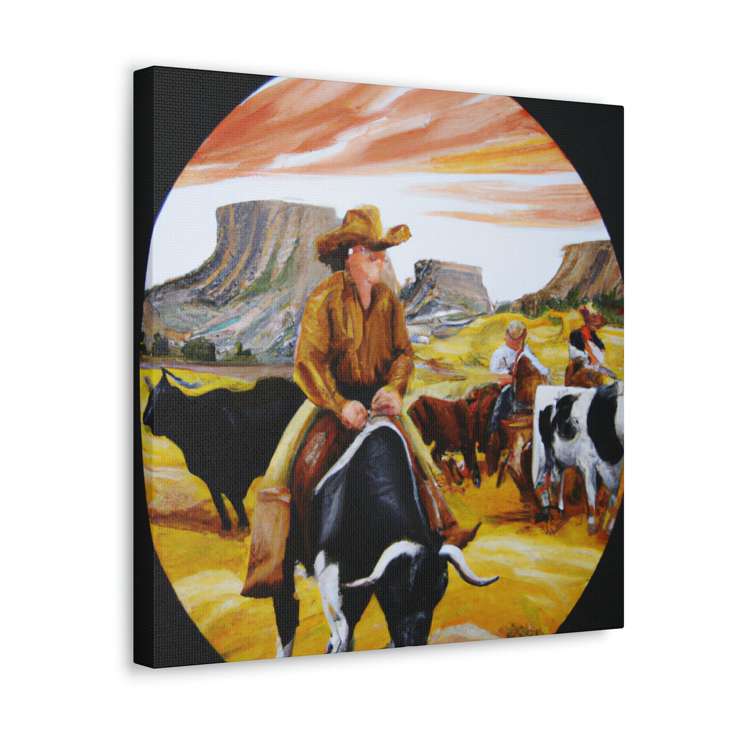 Cattle Round Up Scene - Canvas