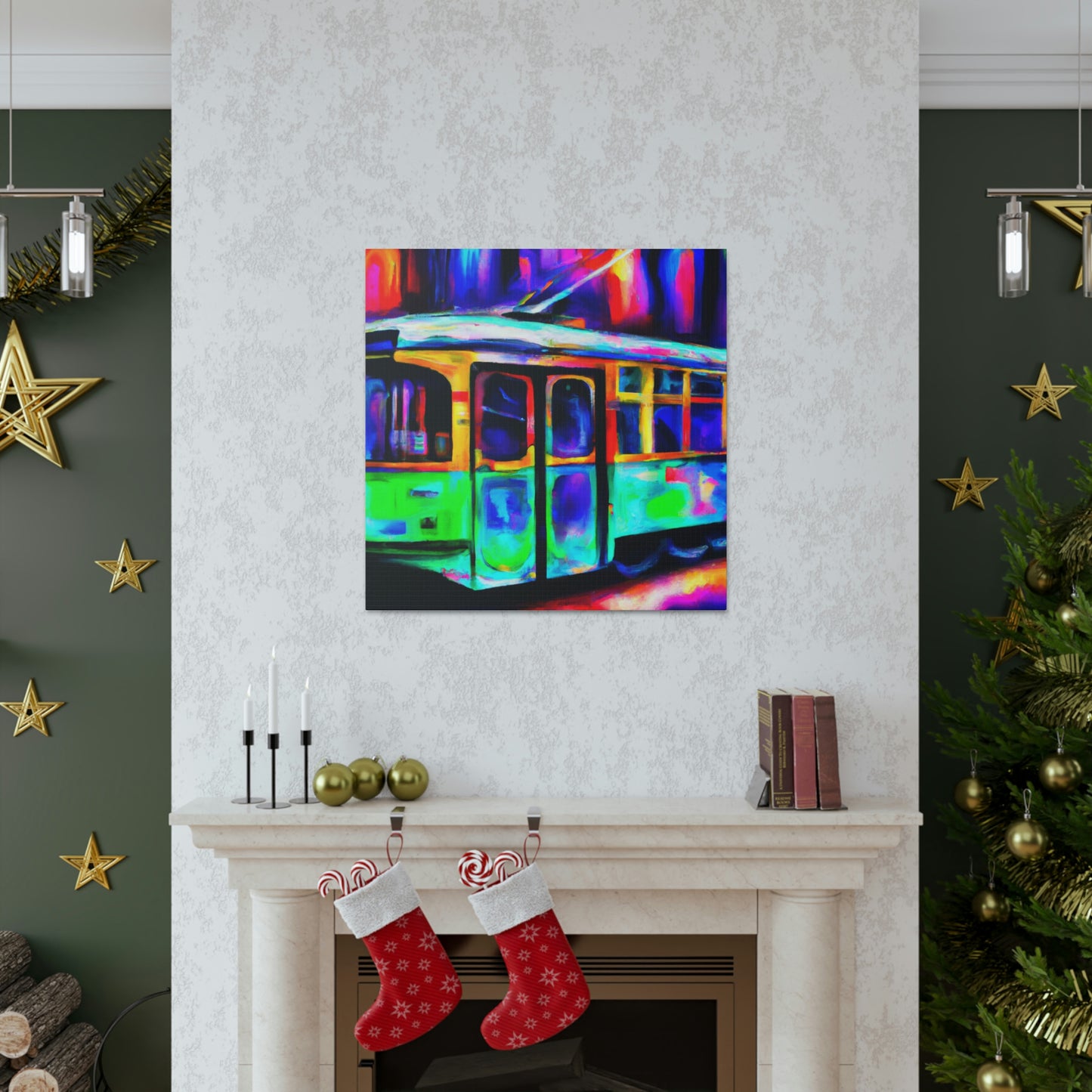 "Trams at Sunset Glowing" - Canvas