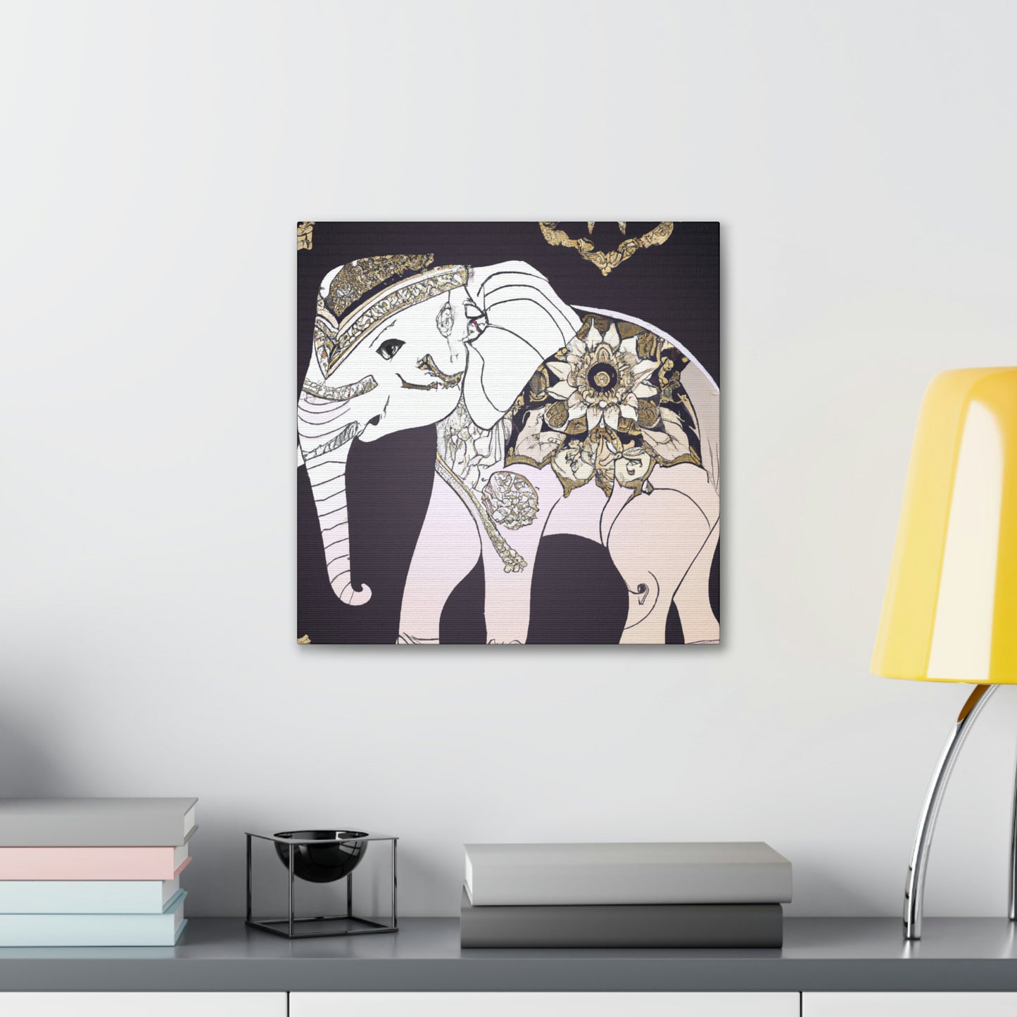 Gilded Indian Elephant. - Canvas