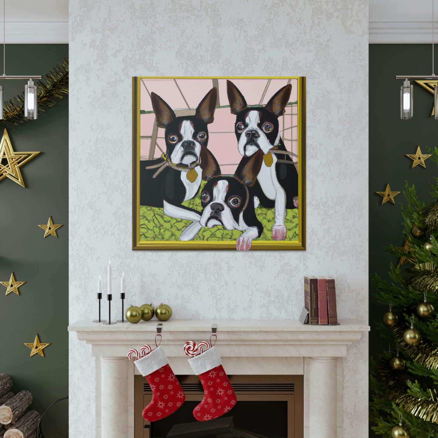 "Boston Terrier Reflection Shine" - Canvas