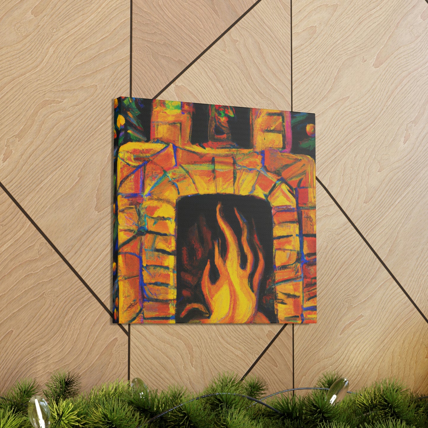 "Flaming Fireplace Flair" - Canvas