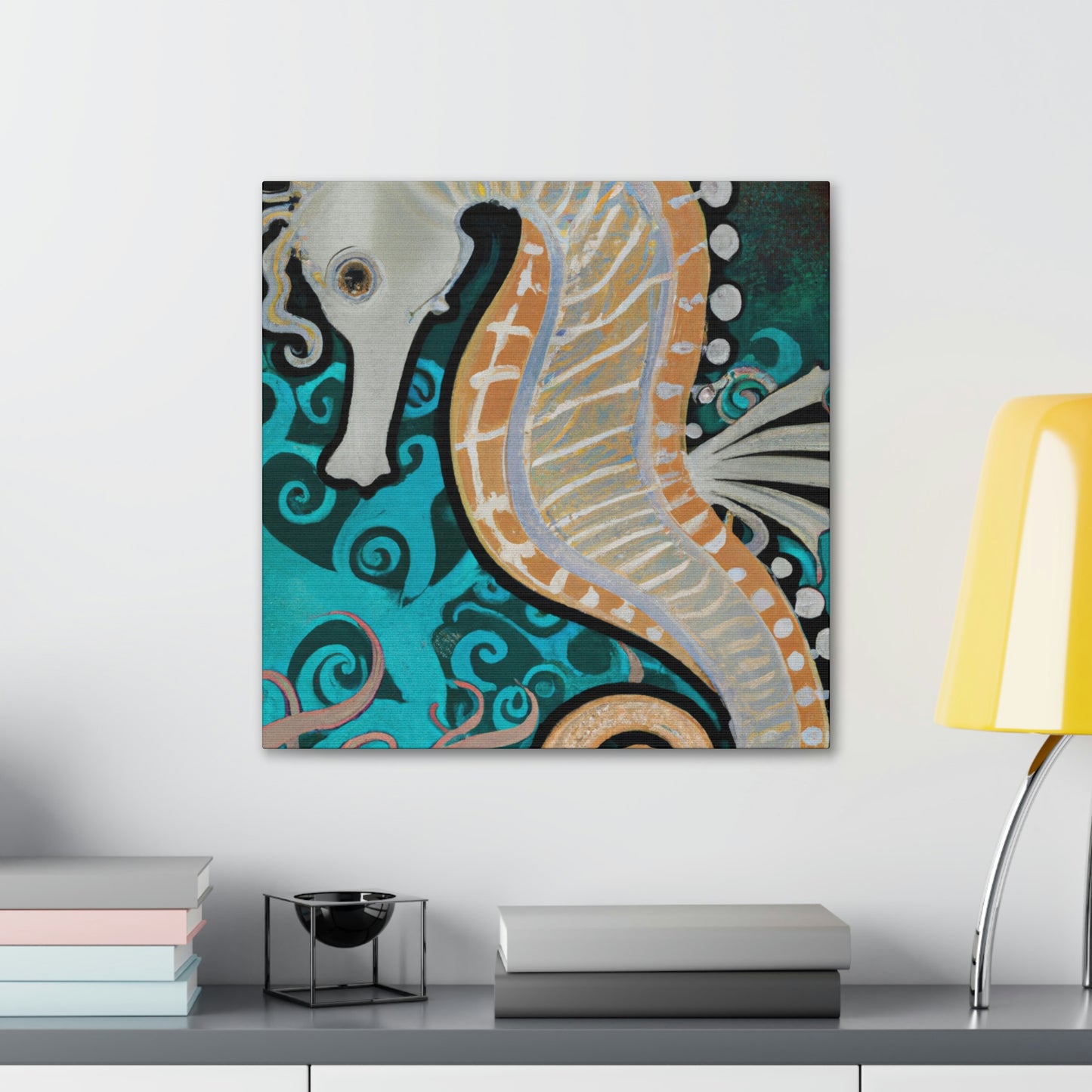 "Seahorse Art Deco Dream" - Canvas