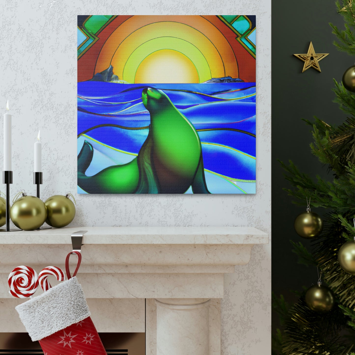 "Serene Sea Lion Sleek" - Canvas