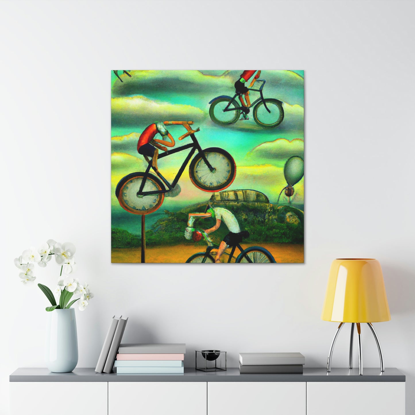 "Wheeled Dreamscape Biking" - Canvas