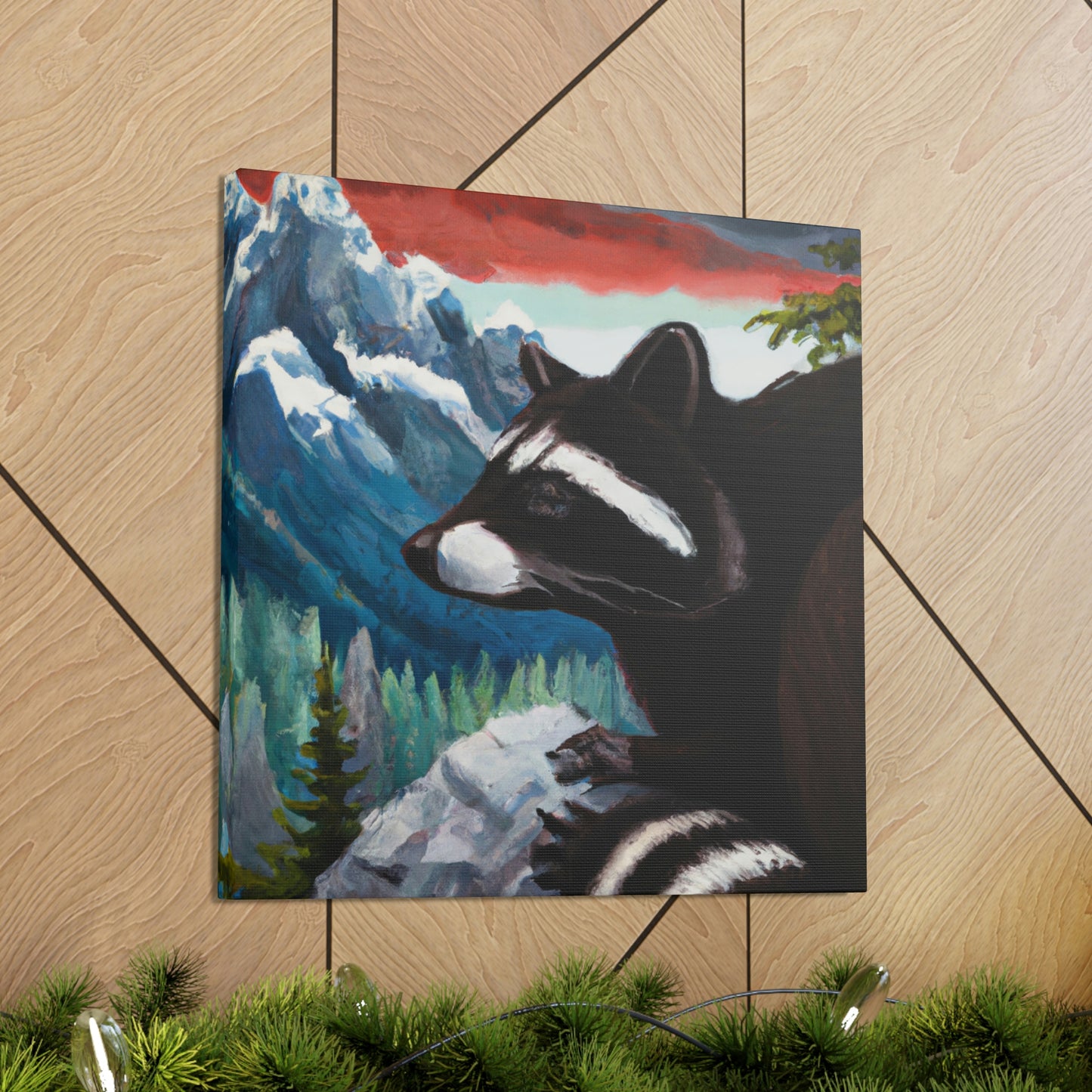 Raccoon in Art Deco. - Canvas