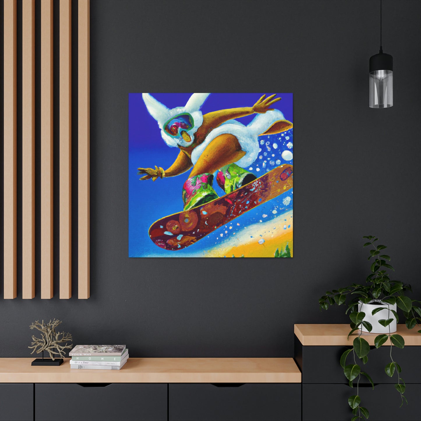 "Snow Boarding Deco Splendor" - Canvas