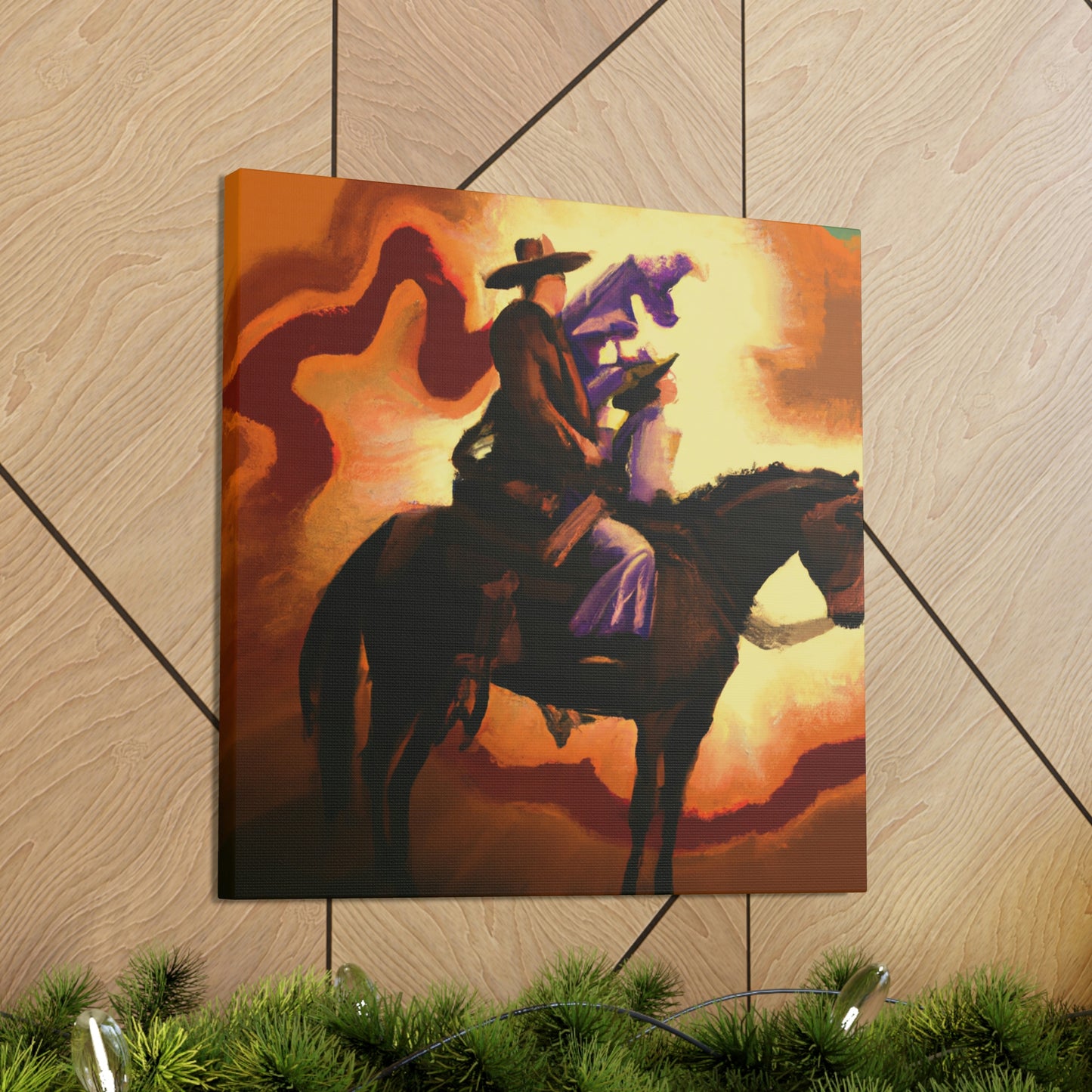 "Cowboy on Horseback Ride" - Canvas