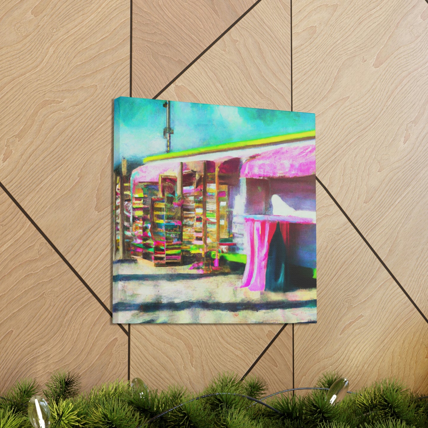 "Surreal Seaside Shops" - Canvas