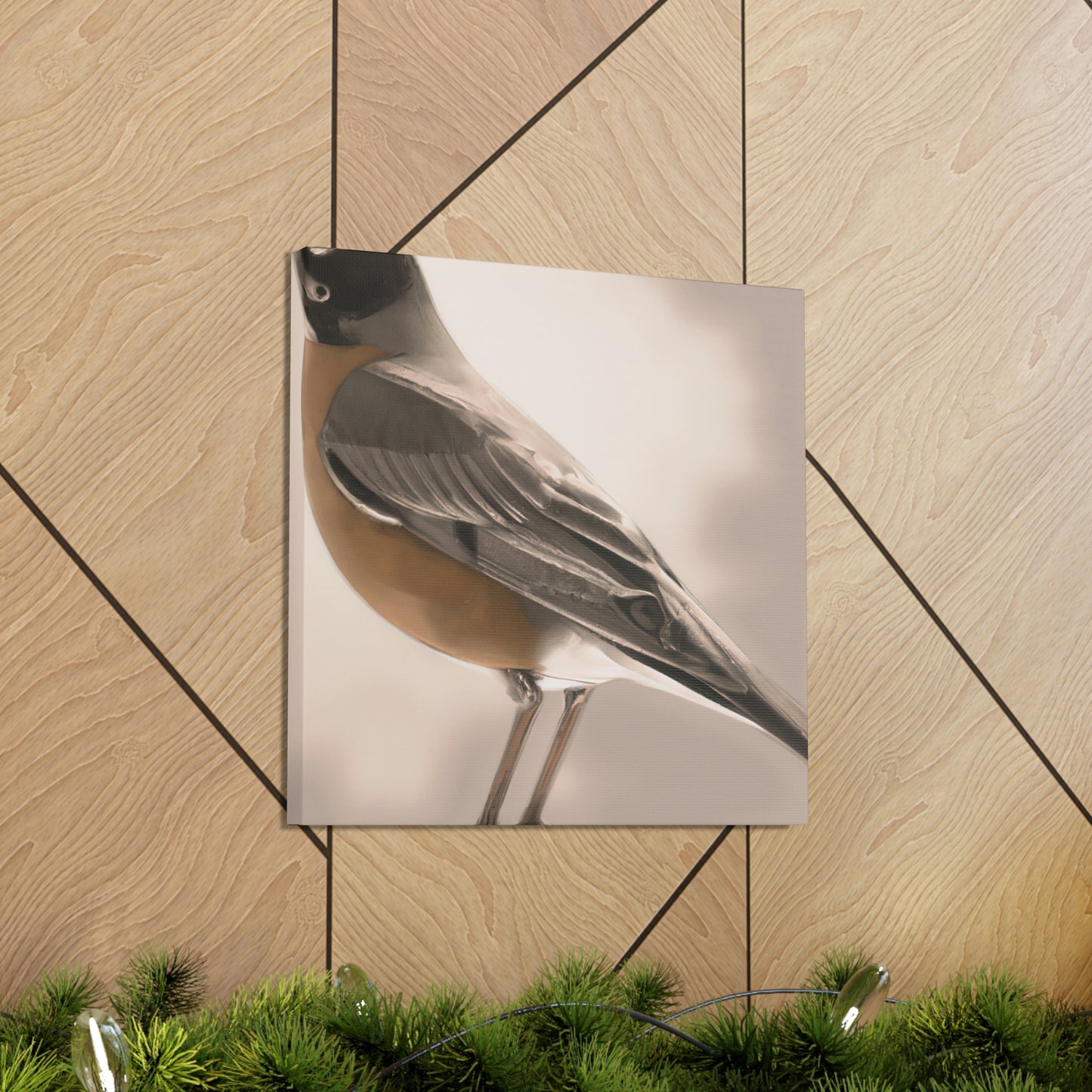 "Robins in Reflection Art" - Canvas