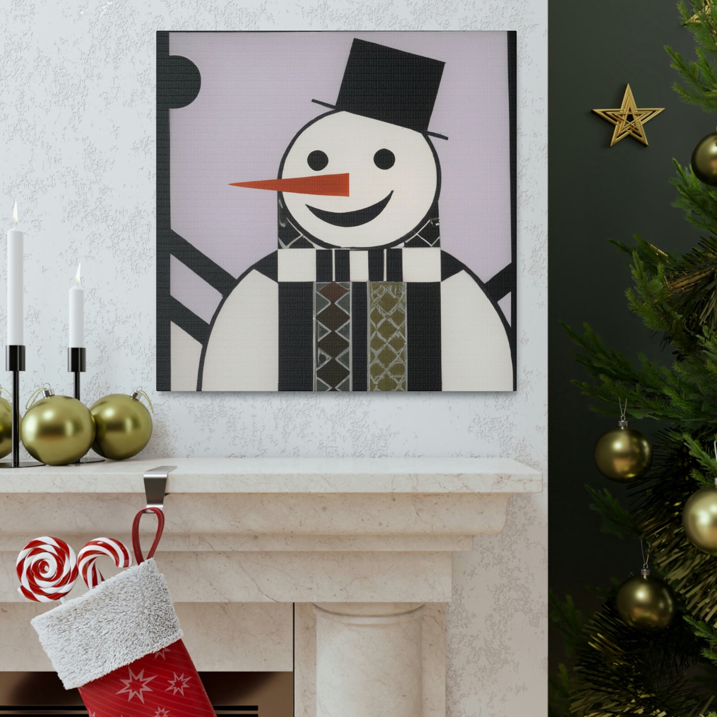 "Frosty Art Deco Snowman" - Canvas