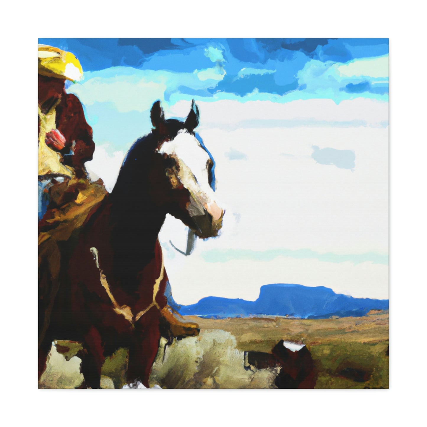 Cowboy on Wild Stallion - Canvas