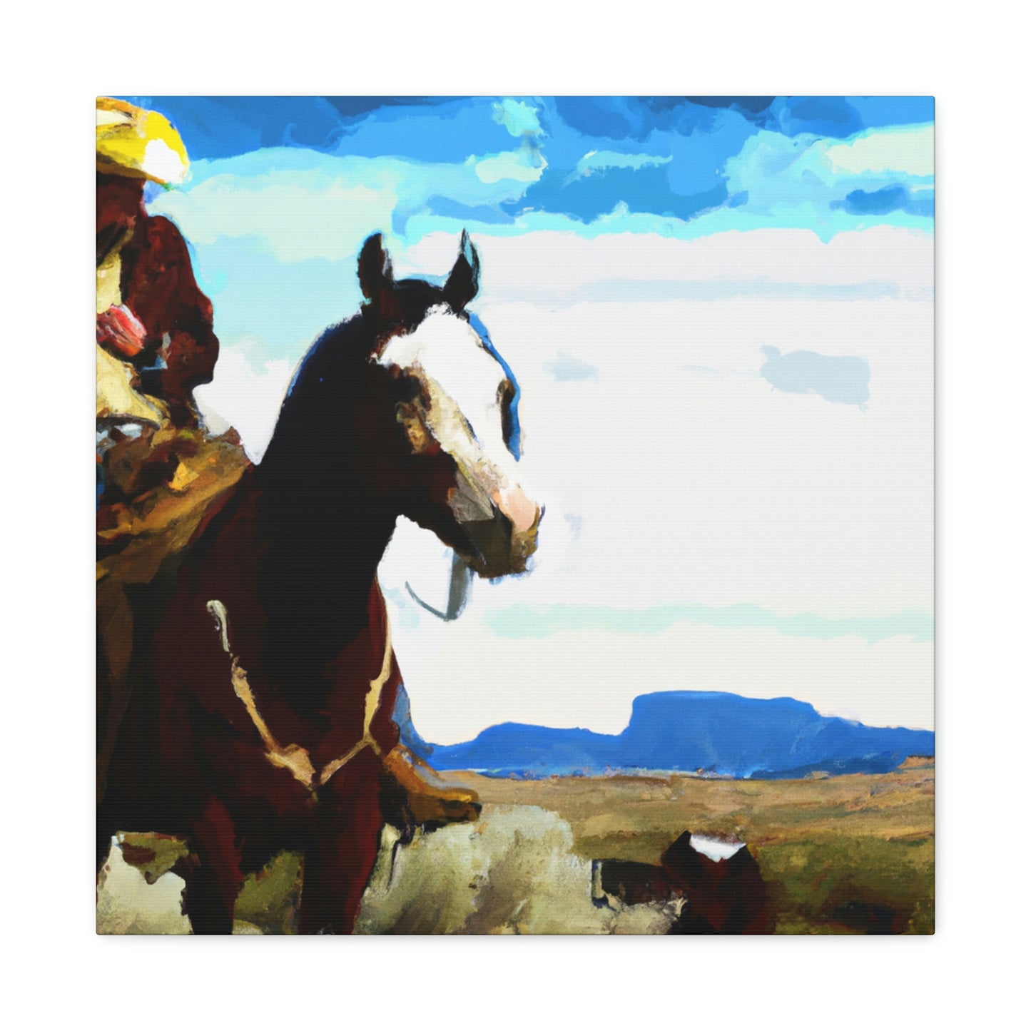 Cowboy on Wild Stallion - Canvas