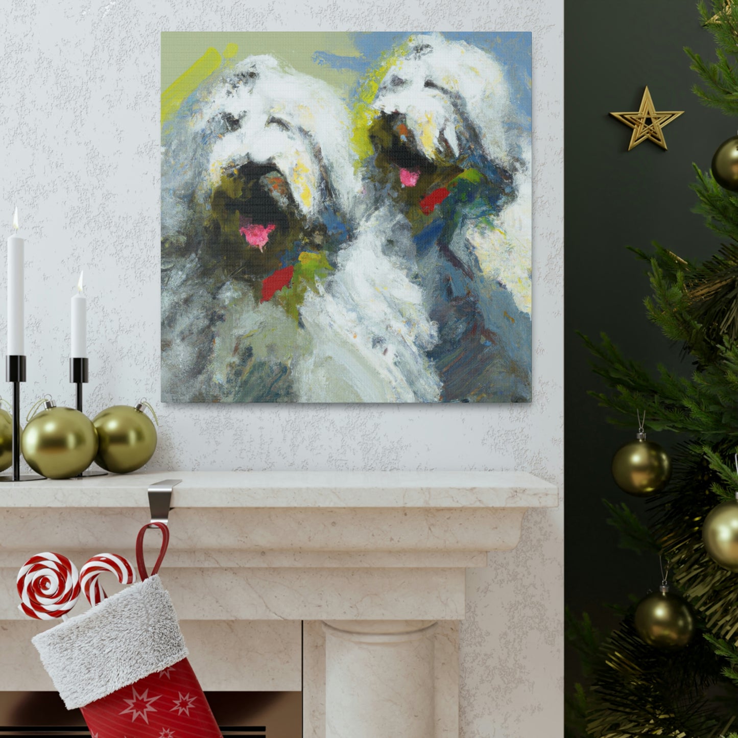 "Old English Sheepdog Dream" - Canvas