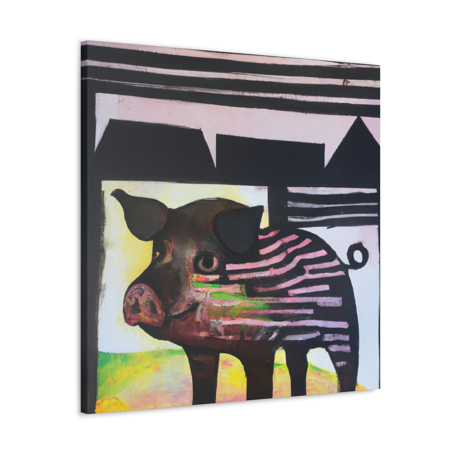 Pig in Pastel Hues - Canvas