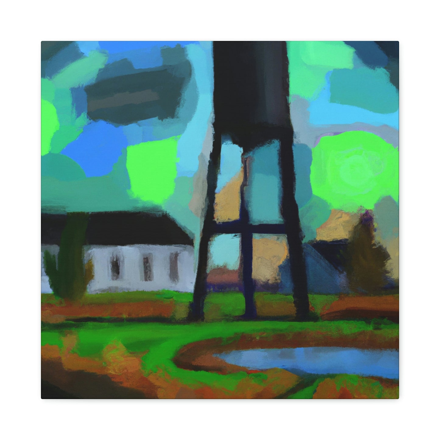 "Water Tower Expressionism" - Canvas