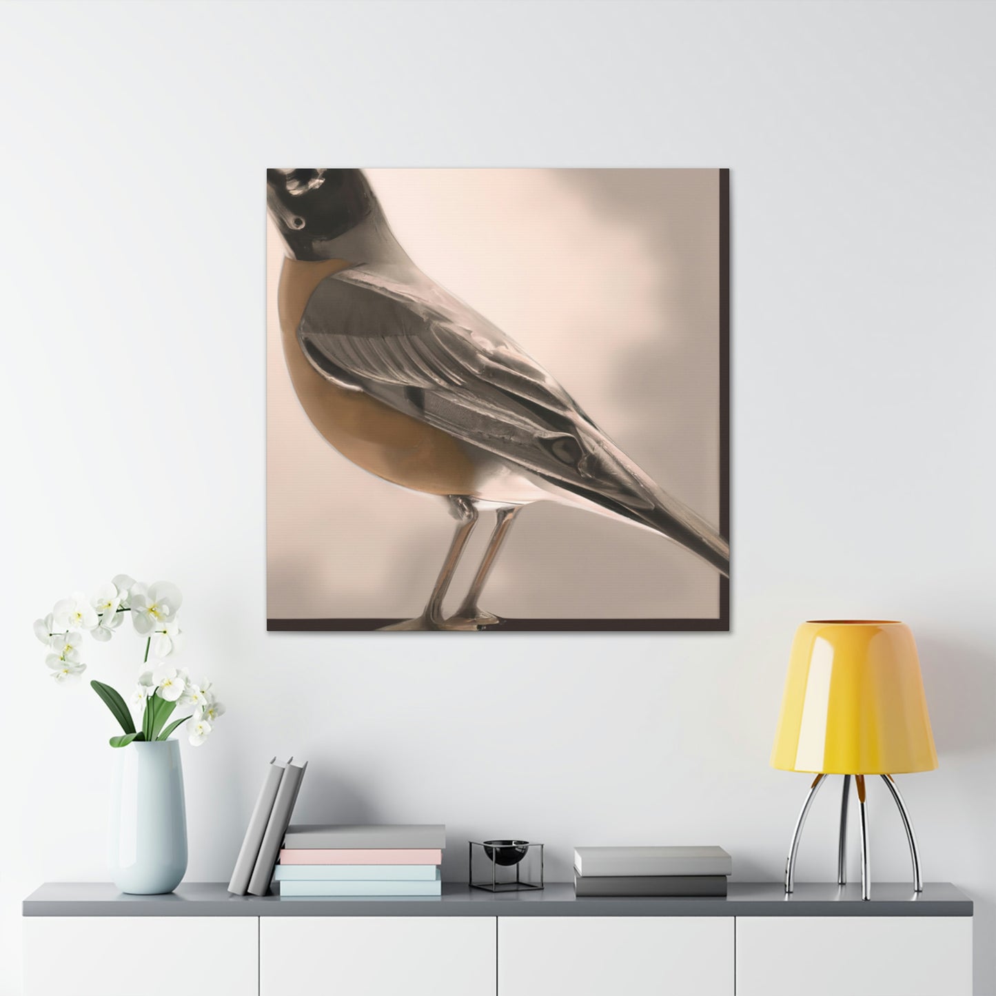 "Robins in Reflection Art" - Canvas