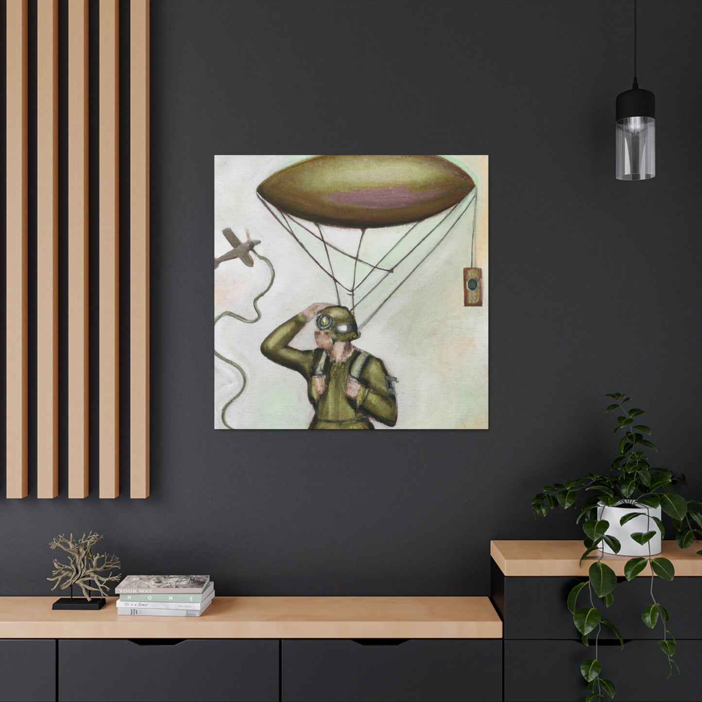 Paratrooper in Moonlight. - Canvas