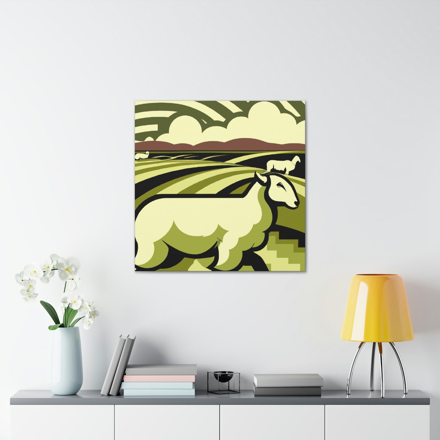 Sheep in Splendor. - Canvas