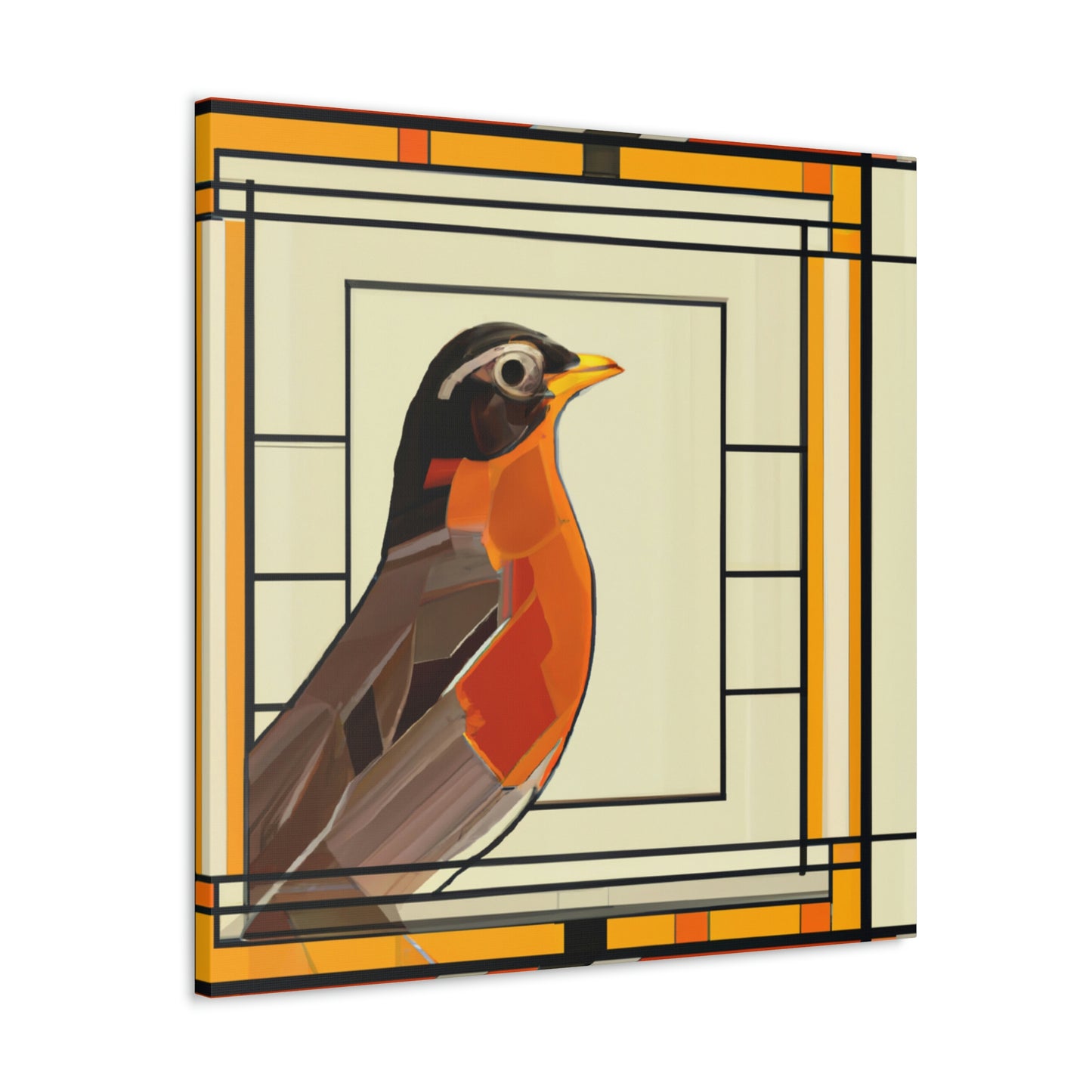 "Singing Art Deco Robin" - Canvas