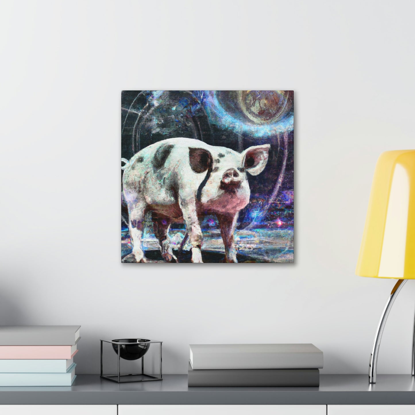 "Pot-Bellied Pig Dreamscape" - Canvas