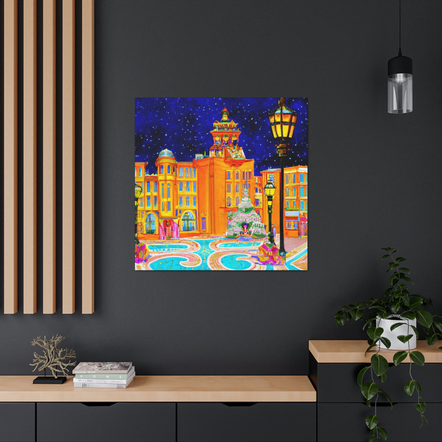 City Square in Moonlight - Canvas