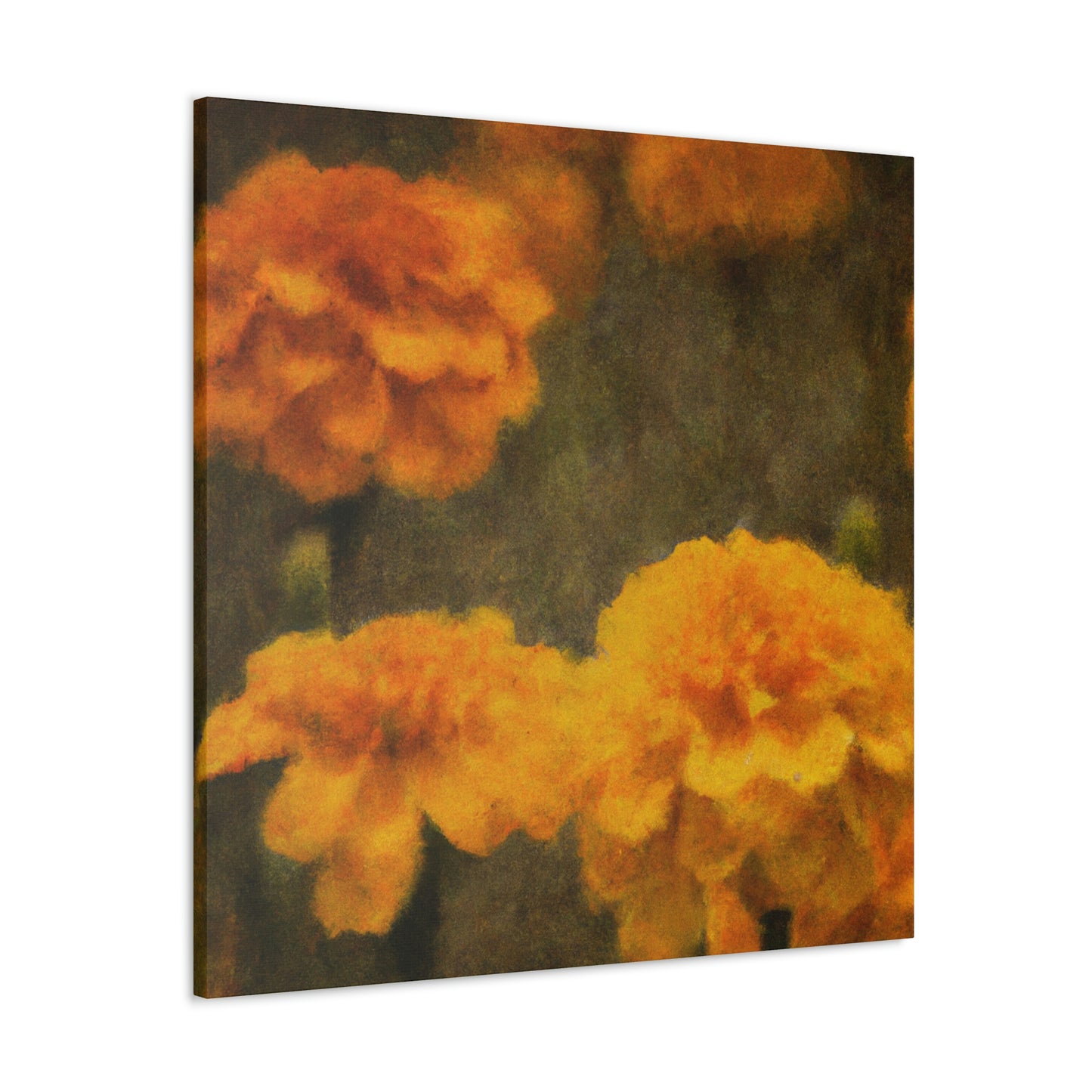 "Marigolds in Digital Embrace" - Canvas