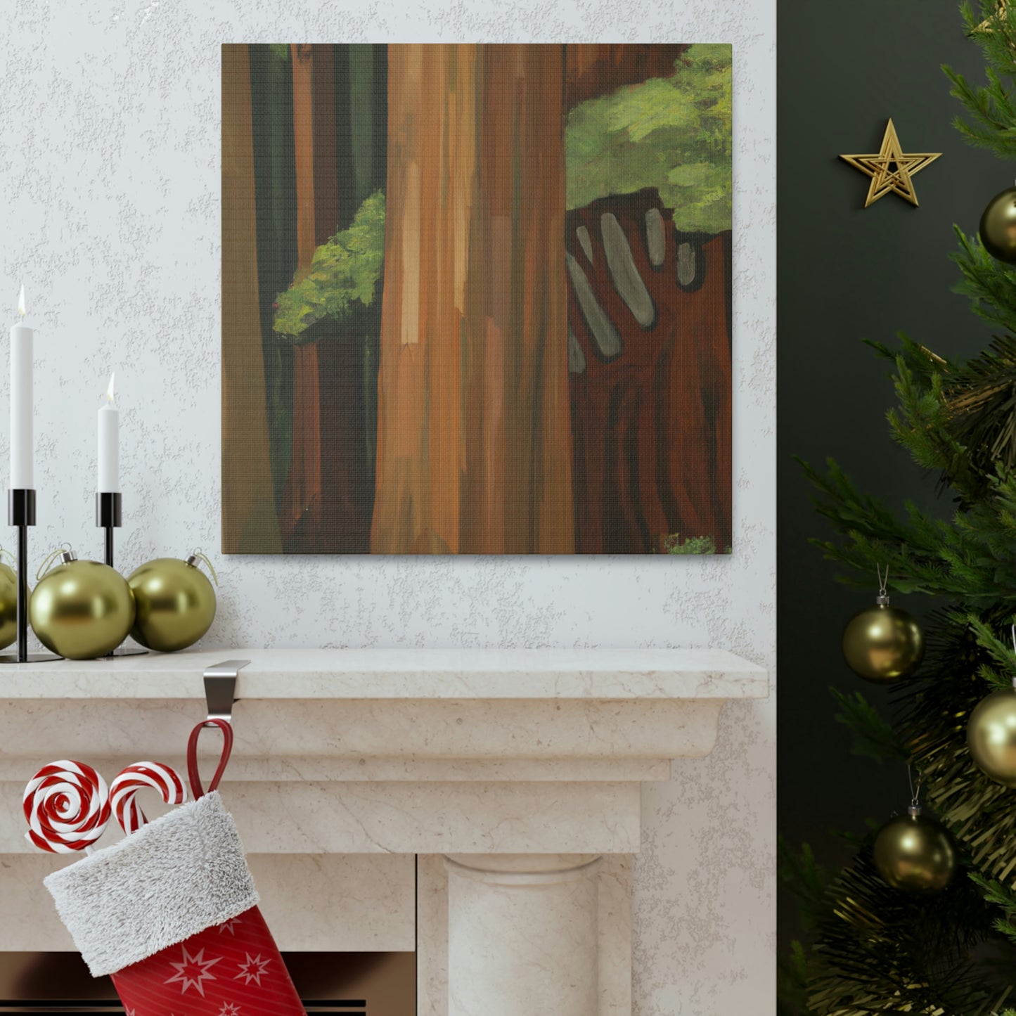 "Redwood Tree in Deco" - Canvas