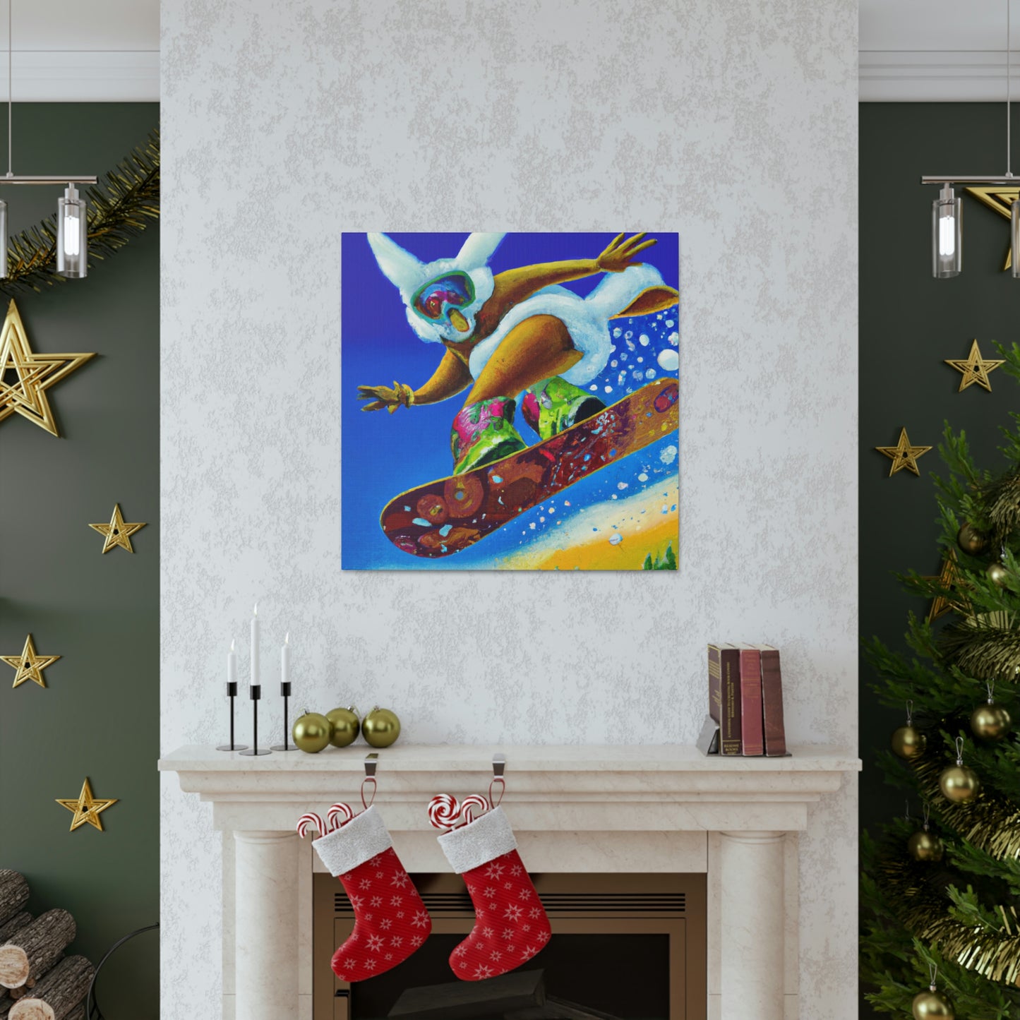 "Snow Boarding Deco Splendor" - Canvas