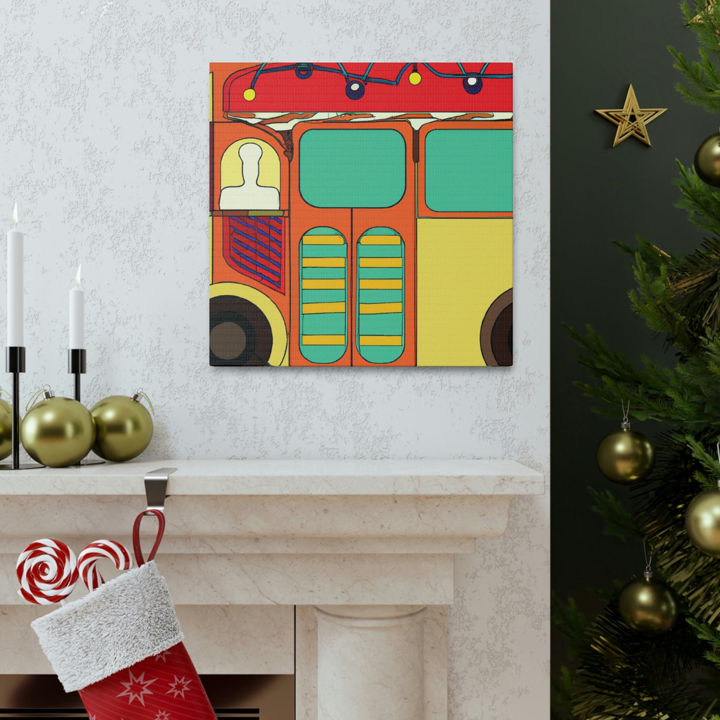 "Bus In Art Deco" - Canvas